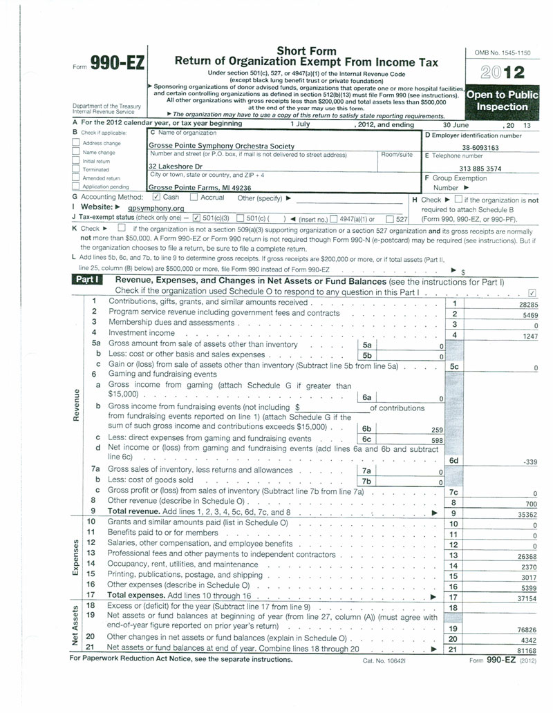 Form 990 Page 1